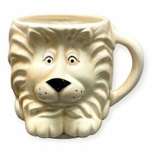 Vintage Lion Head Mug Cup With Handle Ceramic TBM 3D Novelty Mid Century Modern